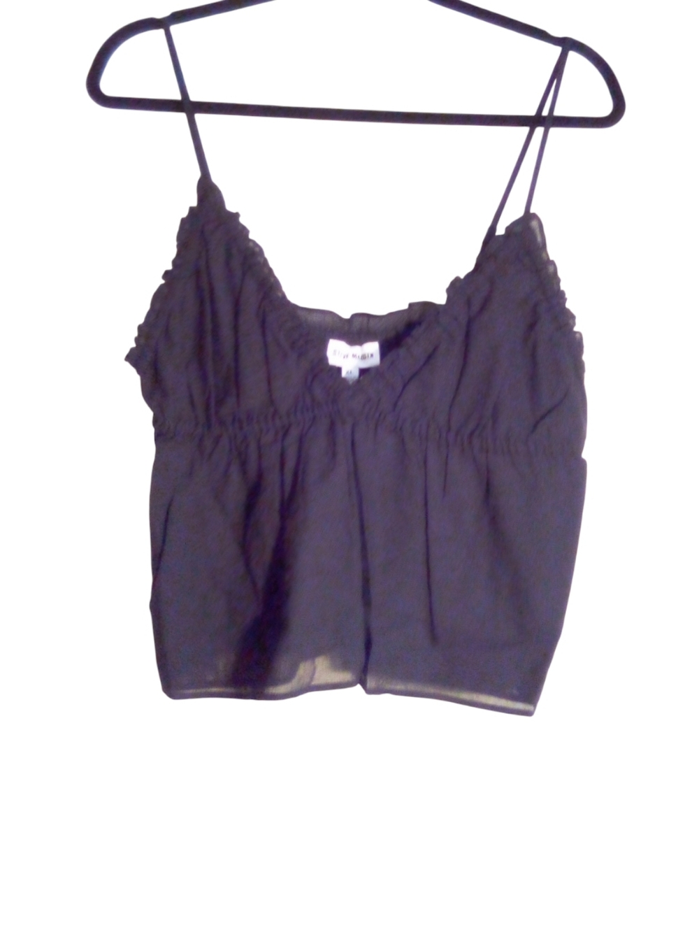Steve Madden XL Black Ruffle Trim Babydoll Cami Top Lined Boho Goth Peasant NWT